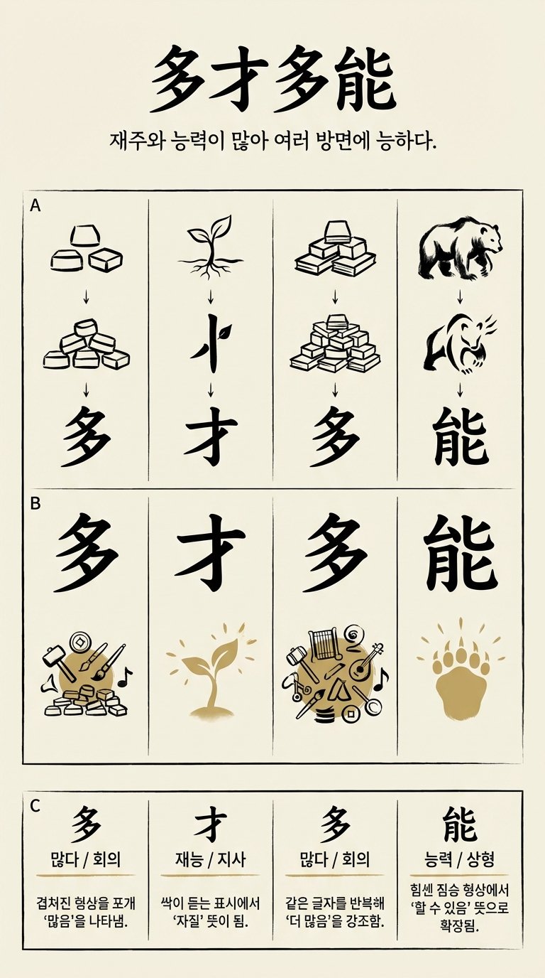 다재다능 한자 형성