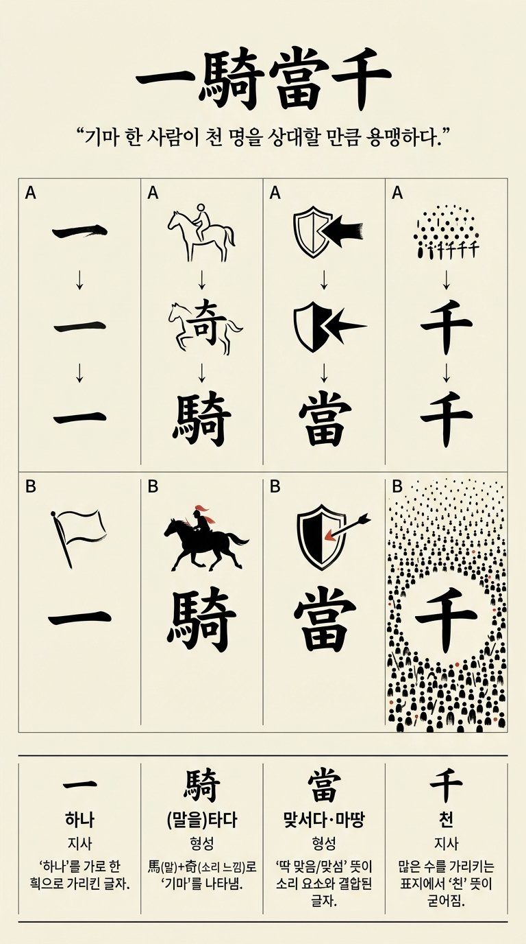 일기당천 한자 형성