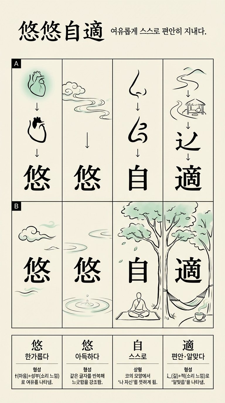 유유자적 한자 형성