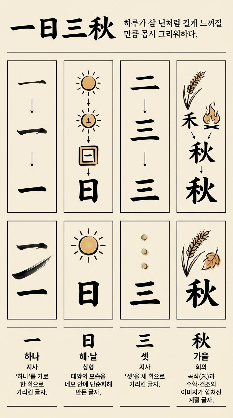 일일삼추 한자 형성