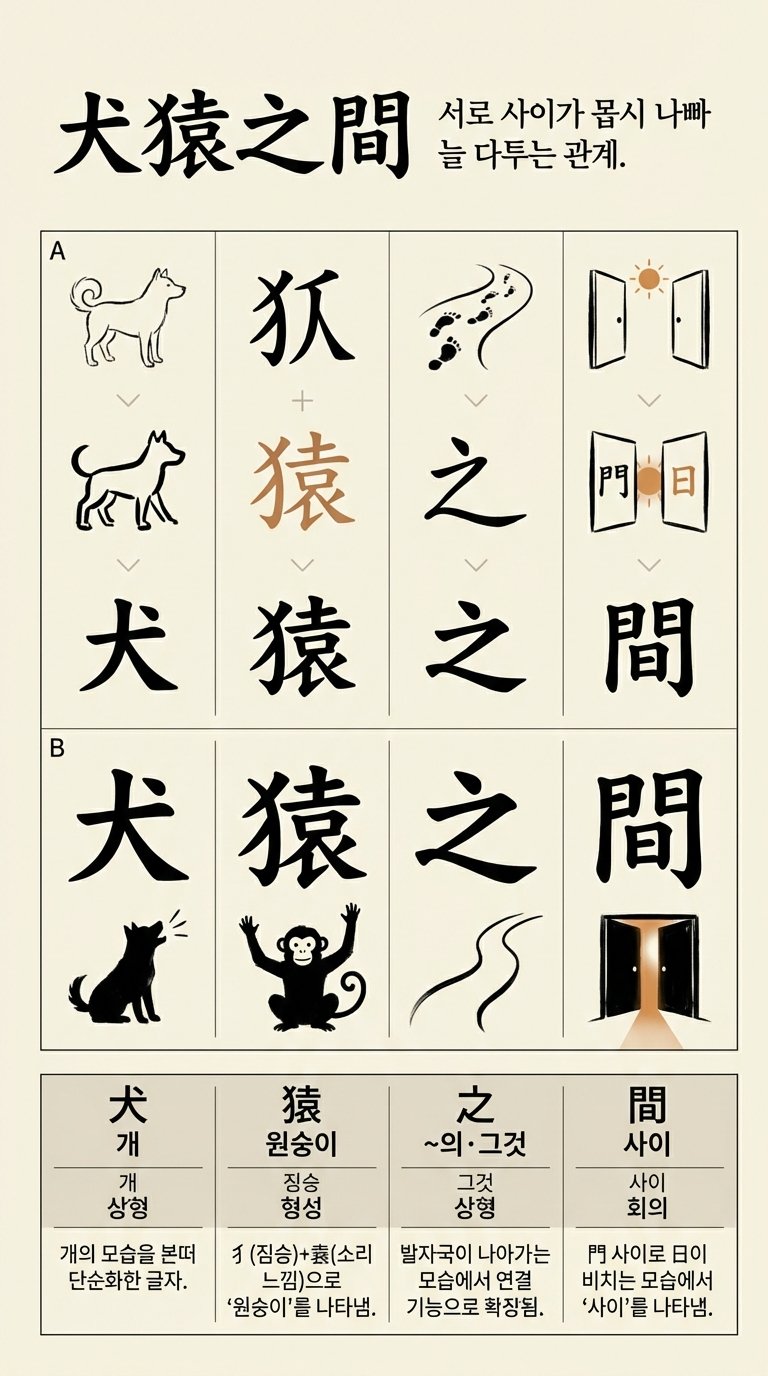 견원지간 한자 형성