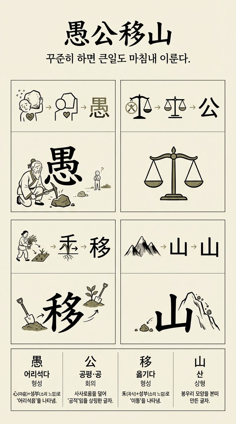우공이산 한자 형성