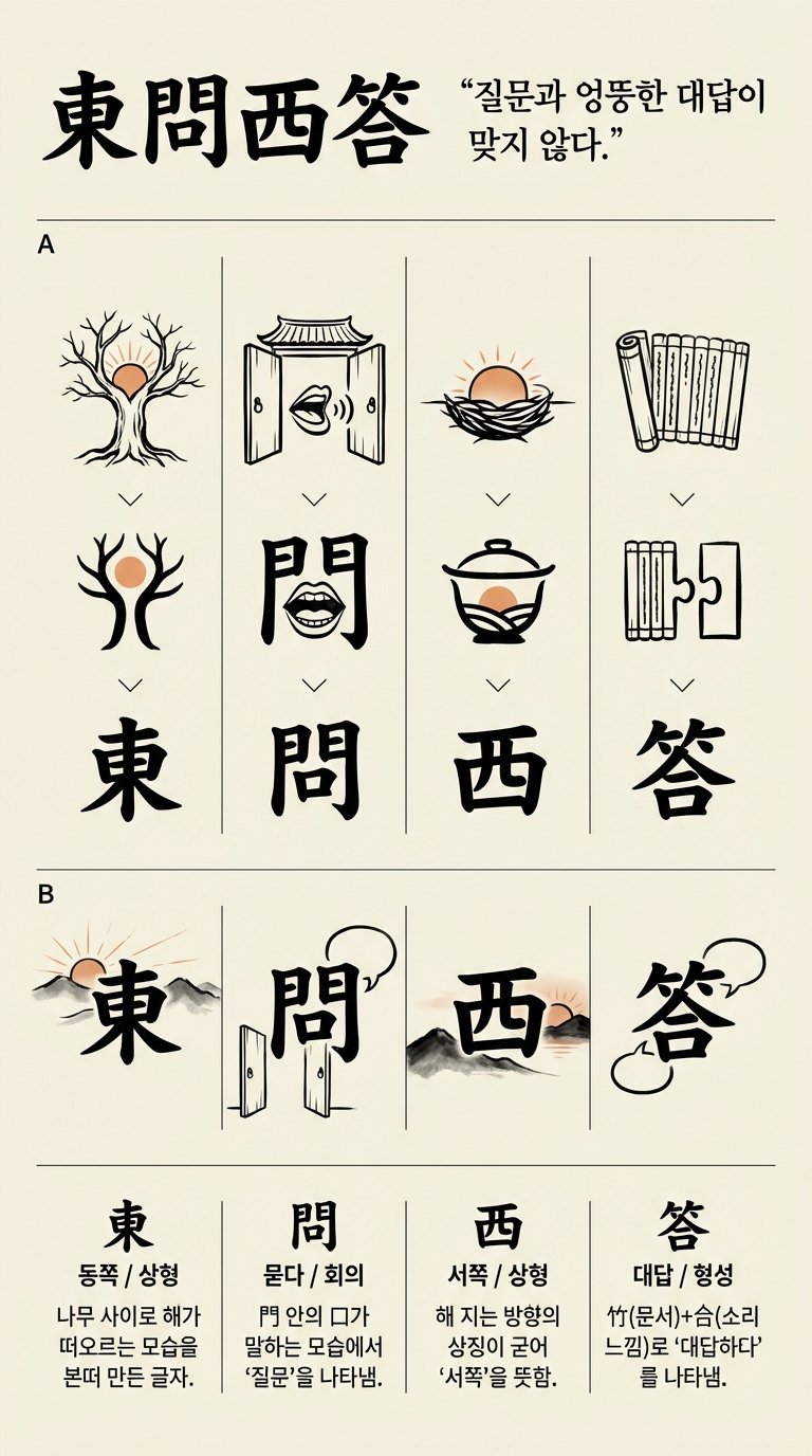 동문서답 한자 형성