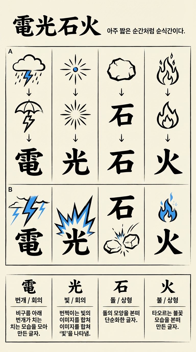 전광석화 한자 형성